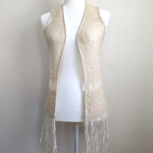 Absolutely Boho Fringe Cream Tunic Vest